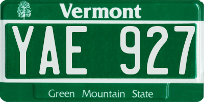 VT license plate YAE927