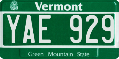 VT license plate YAE929
