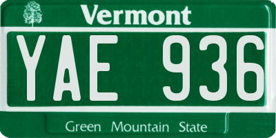 VT license plate YAE936