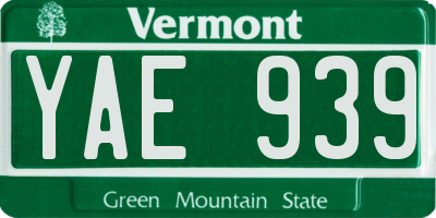 VT license plate YAE939