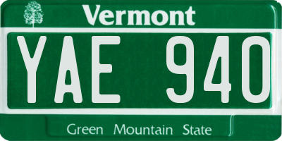 VT license plate YAE940