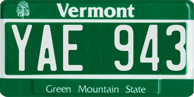 VT license plate YAE943
