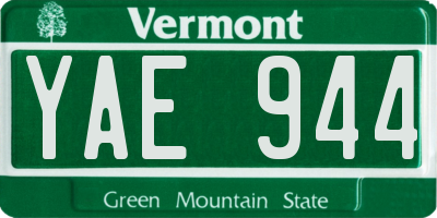 VT license plate YAE944