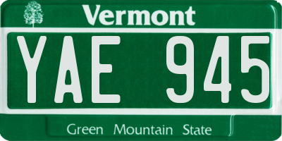 VT license plate YAE945