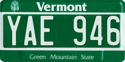 VT license plate YAE946