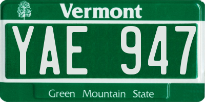 VT license plate YAE947