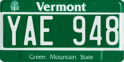 VT license plate YAE948