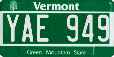 VT license plate YAE949