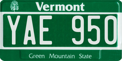 VT license plate YAE950
