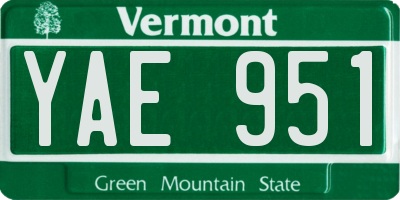 VT license plate YAE951