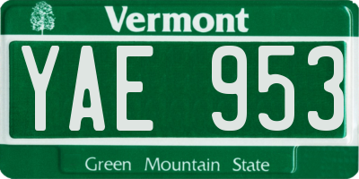 VT license plate YAE953