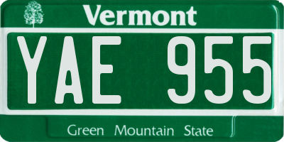 VT license plate YAE955