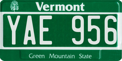 VT license plate YAE956