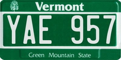 VT license plate YAE957