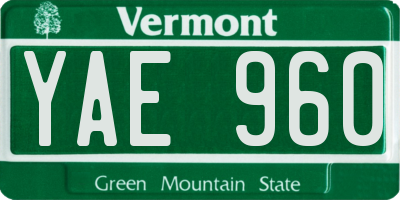 VT license plate YAE960