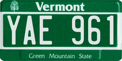 VT license plate YAE961
