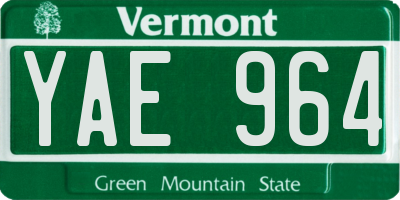 VT license plate YAE964