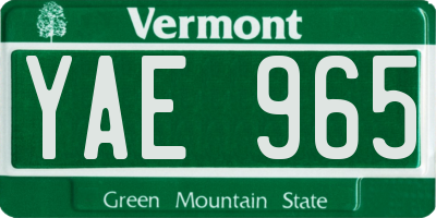 VT license plate YAE965