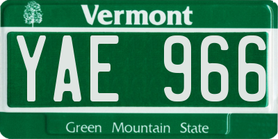 VT license plate YAE966