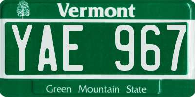VT license plate YAE967