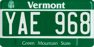 VT license plate YAE968