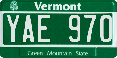 VT license plate YAE970