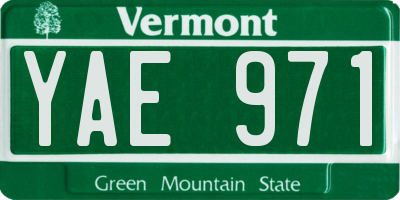 VT license plate YAE971