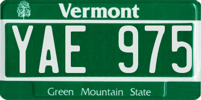 VT license plate YAE975