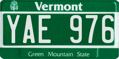 VT license plate YAE976