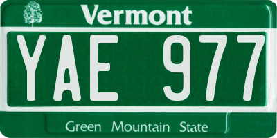VT license plate YAE977
