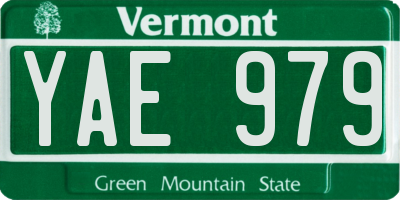 VT license plate YAE979
