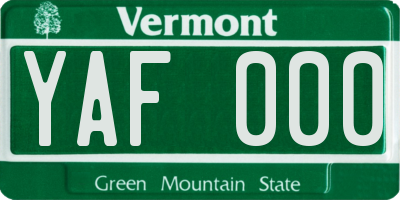 VT license plate YAF000