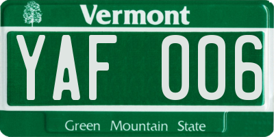 VT license plate YAF006