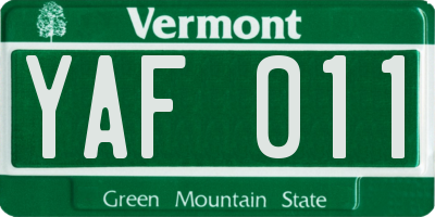 VT license plate YAF011