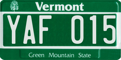 VT license plate YAF015