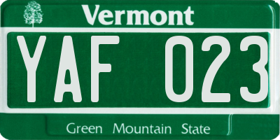 VT license plate YAF023