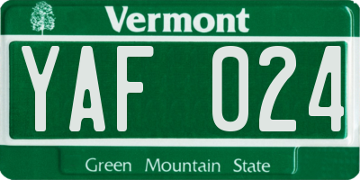 VT license plate YAF024
