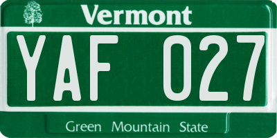 VT license plate YAF027