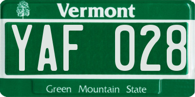 VT license plate YAF028