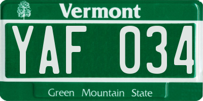 VT license plate YAF034