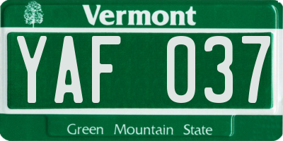 VT license plate YAF037
