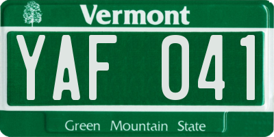 VT license plate YAF041