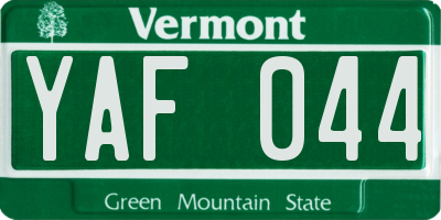 VT license plate YAF044