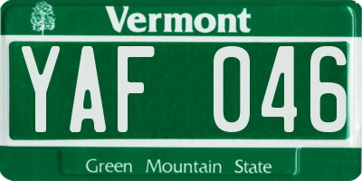 VT license plate YAF046