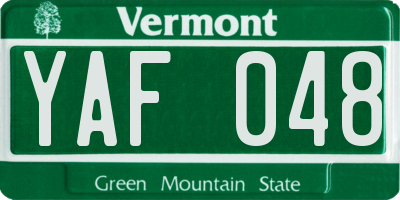 VT license plate YAF048