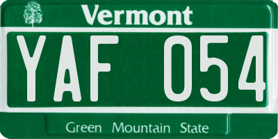 VT license plate YAF054