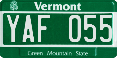 VT license plate YAF055