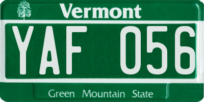 VT license plate YAF056