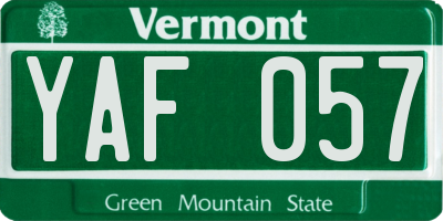 VT license plate YAF057