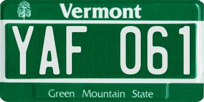 VT license plate YAF061